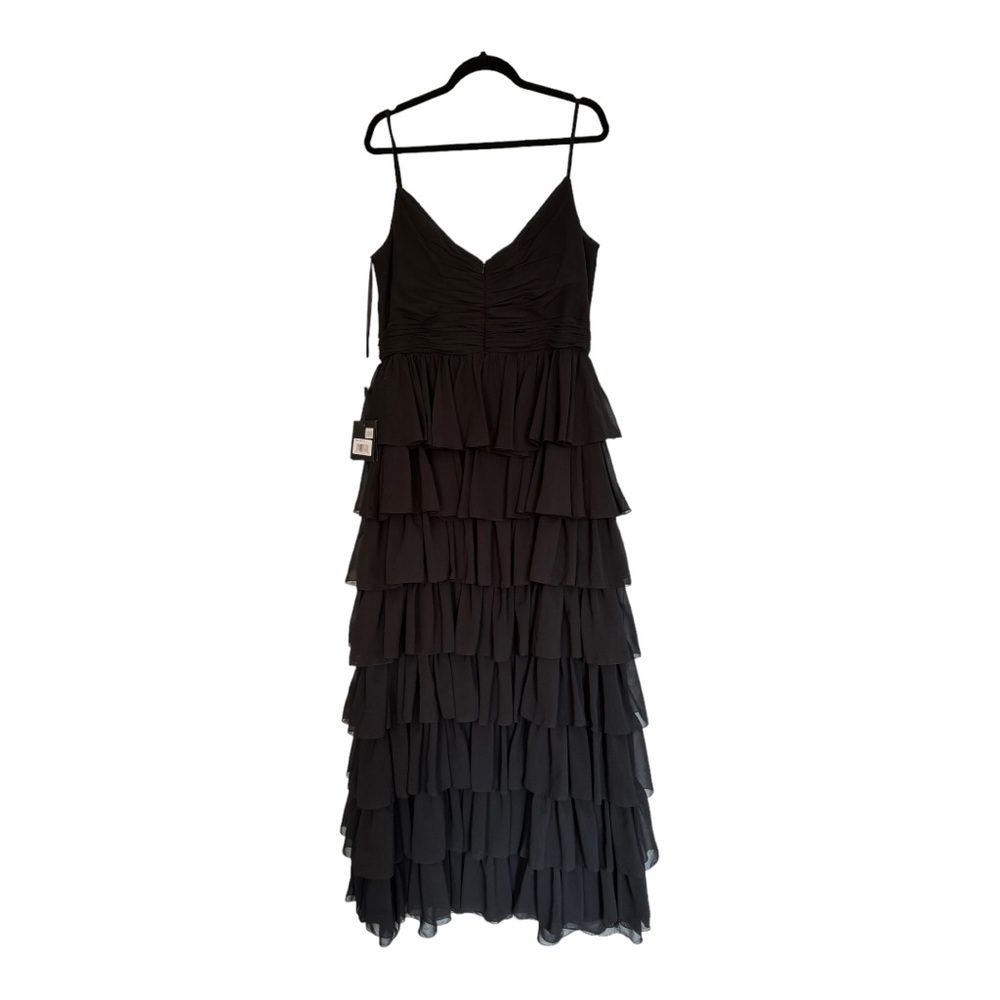 Mac Duggal 55416 Black Sleeveless V-Neck Ruffled Layered Gown Size 14 New - Picture 4 of 5